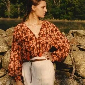 Anthropologie Porridge Elizabeth Peasant Boho Pullover Blouse Top Cotton Size XS